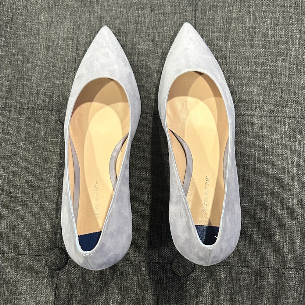 Stuart Weitzman Light blue tippi 45 Suede kitten Heels